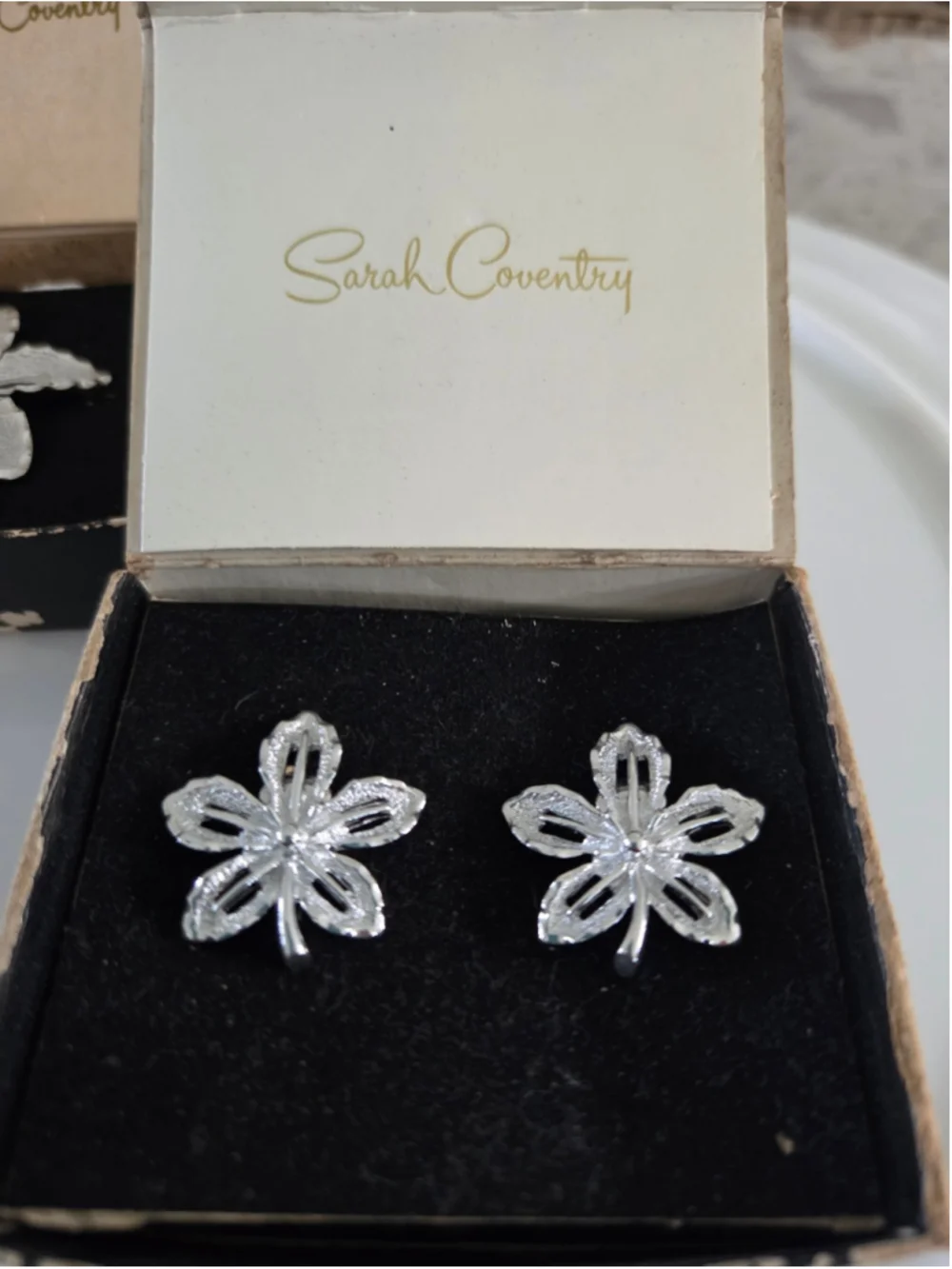 Vintage Sarah Coventry Silver Toned Brooch and Earring Set, One Size